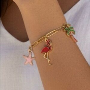 Stainless Steel Beach Tropical Gold Charm Bracelet